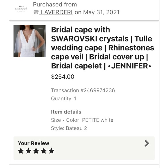 Bridal cape with Swarovski crystals - Picture 5 of 15